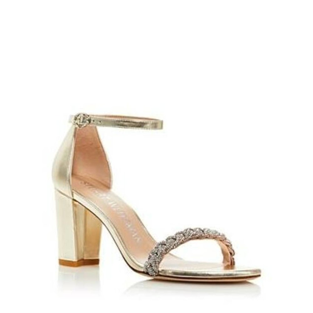 Stuart Weitzman Women's Nearly Nude High Shine Sandals Platino, EUR 38.5 US 8